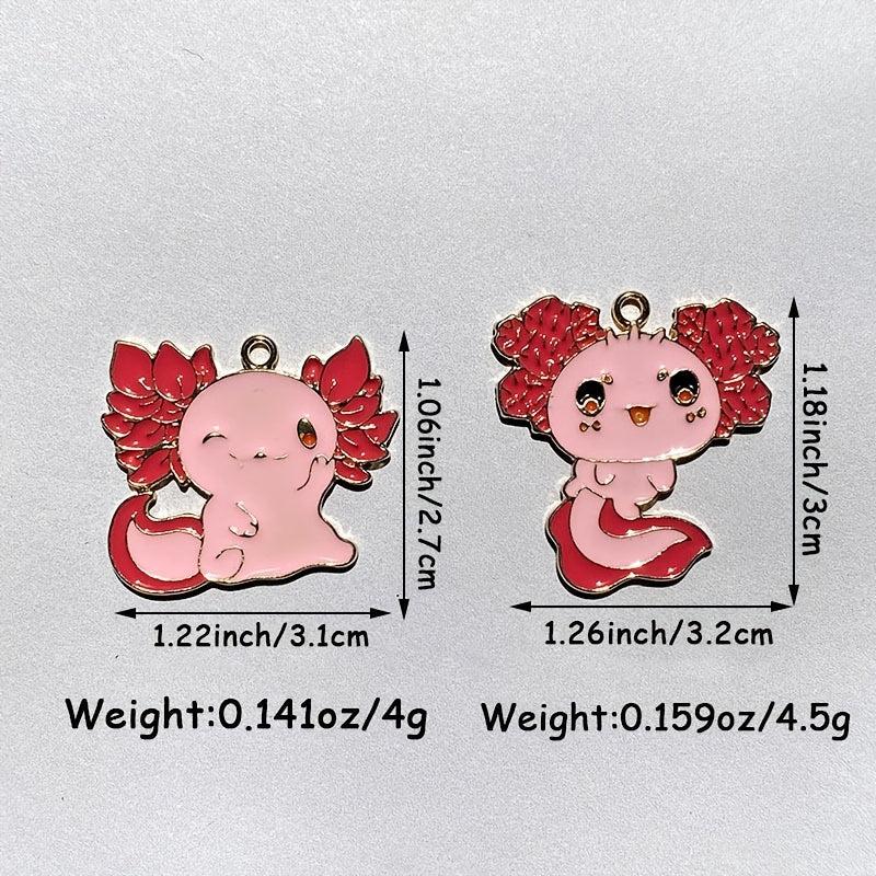 12pcs Hexagon Dragon Enamel Charms for DIY Jewelry - Pink & Red Fish Pendants