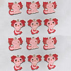 12pcs Hexagon Dragon Enamel Charms for DIY Jewelry - Pink & Red Fish Pendants