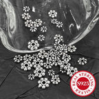10pcs S925 Silver Floral Beads for DIY Jewelry Making