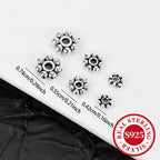 10pcs S925 Silver Floral Beads for DIY Jewelry Making