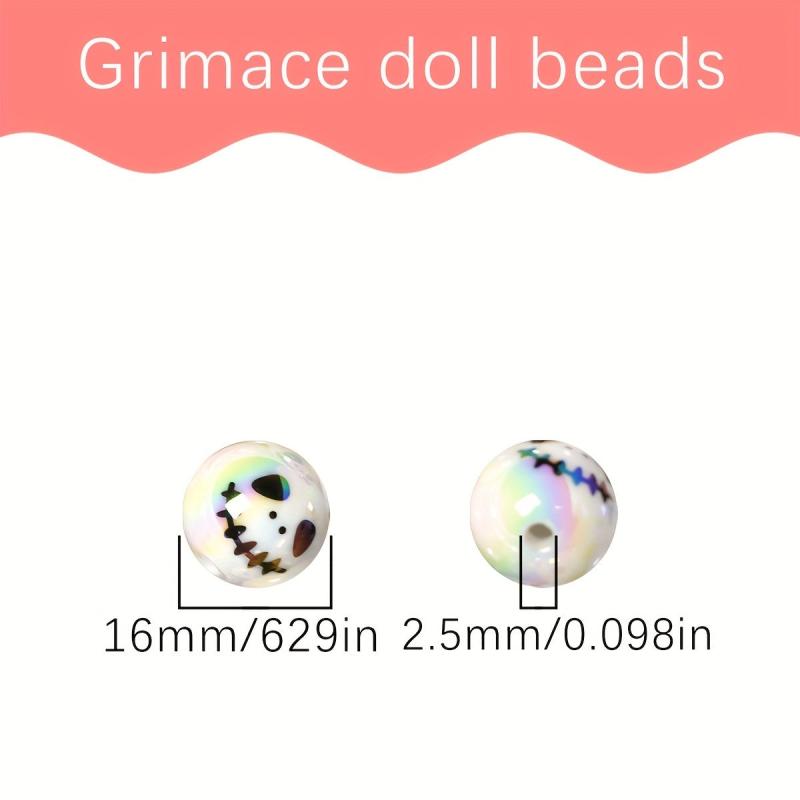 12pcs Halloween Witch Face Doll Beads Acrylic DIY Bead Assortment