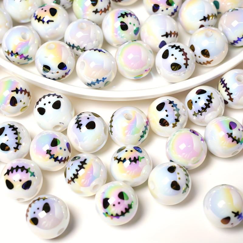 12pcs Halloween Witch Face Doll Beads Acrylic DIY Bead Assortment