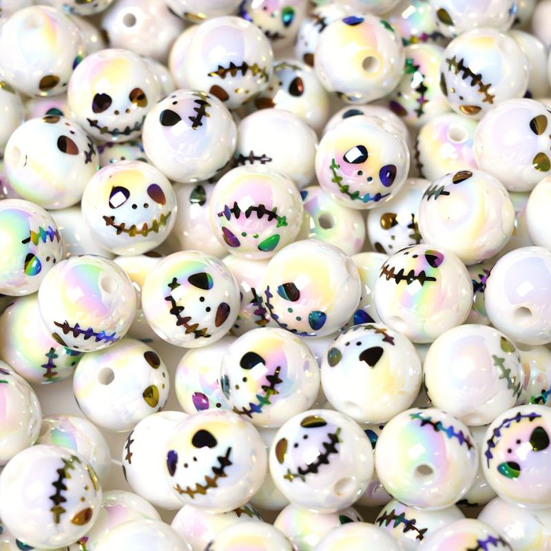 12pcs Halloween Witch Face Doll Beads Acrylic DIY Bead Assortment