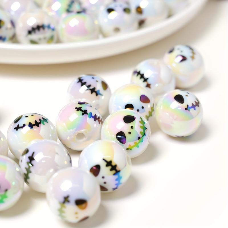 12pcs Halloween Witch Face Doll Beads Acrylic DIY Bead Assortment