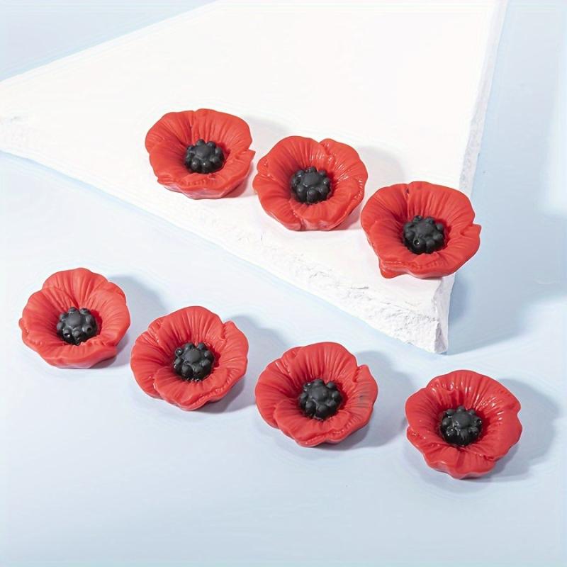 10pcs Red Flower Resin Charms for DIY Jewelry Making