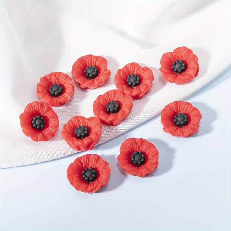 10pcs Red Flower Resin Charms for DIY Jewelry Making