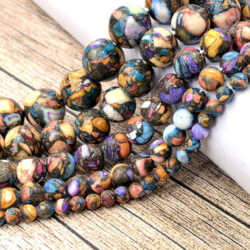 12mm Pyrite Howlite Beads for DIY Jewelry Making