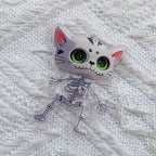 10pcs Skeletal Cat Charms for DIY Jewelry Making Halloween Gothic Decor