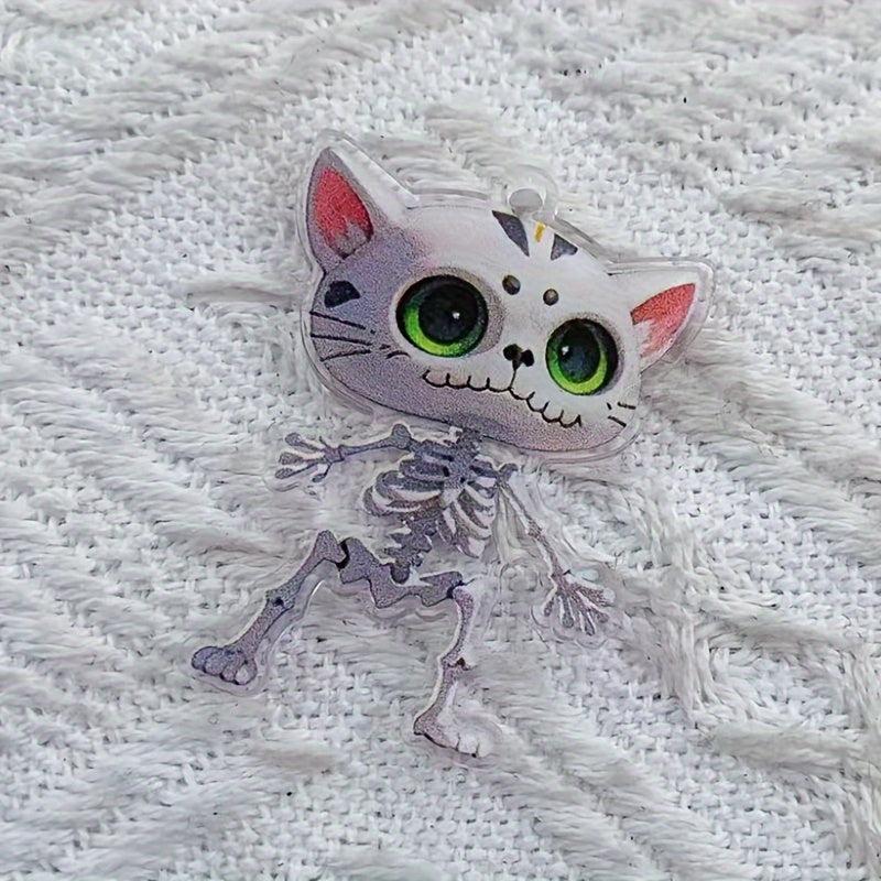 10pcs Skeletal Cat Charms for DIY Jewelry Making Halloween Gothic Decor