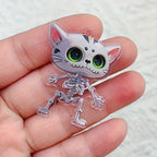 10pcs Skeletal Cat Charms for DIY Jewelry Making Halloween Gothic Decor