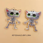 10pcs Skeletal Cat Charms for DIY Jewelry Making Halloween Gothic Decor