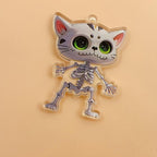 10pcs Skeletal Cat Charms for DIY Jewelry Making Halloween Gothic Decor