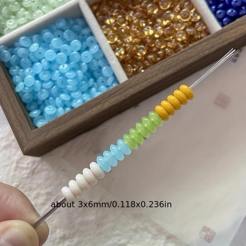 120-140pcs 3x6mm Color Glass Flying Saucer Abacus Beads DIY