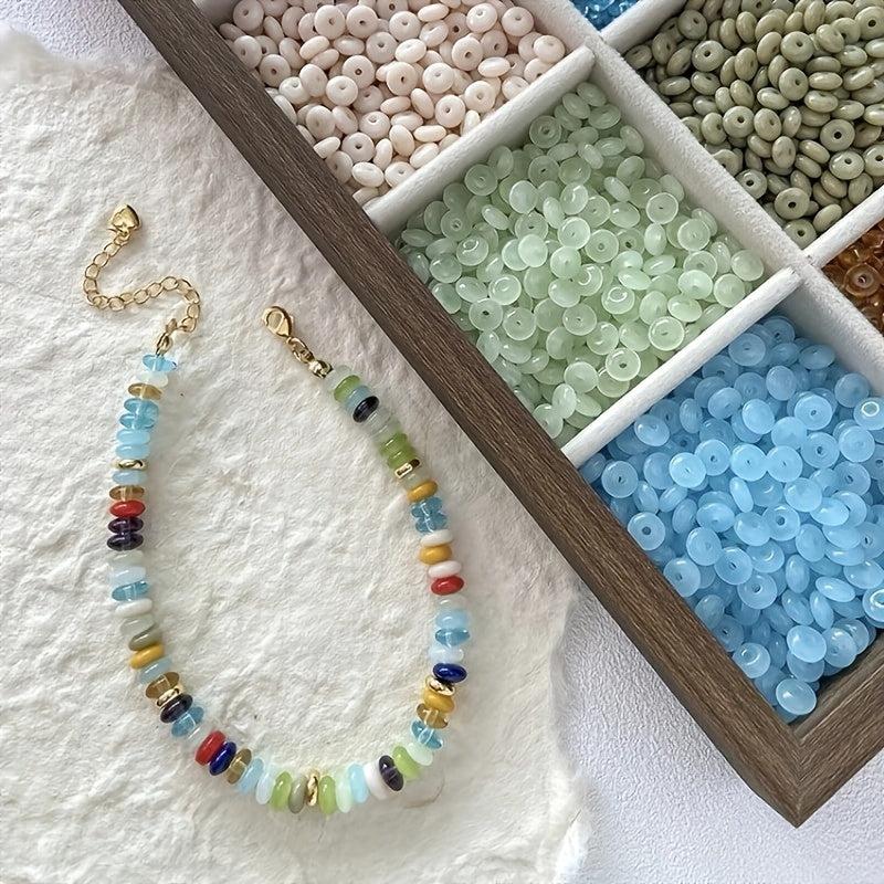 120-140pcs 3x6mm Color Glass Flying Saucer Abacus Beads DIY