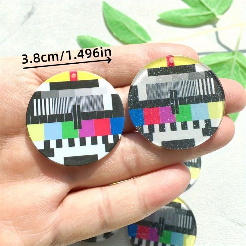 10pcs Vintage TV Test Pattern Acrylic Pendants for DIY Earrings and Necklace