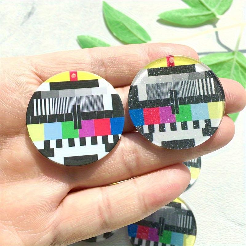 10pcs Vintage TV Test Pattern Acrylic Pendants for DIY Earrings and Necklace