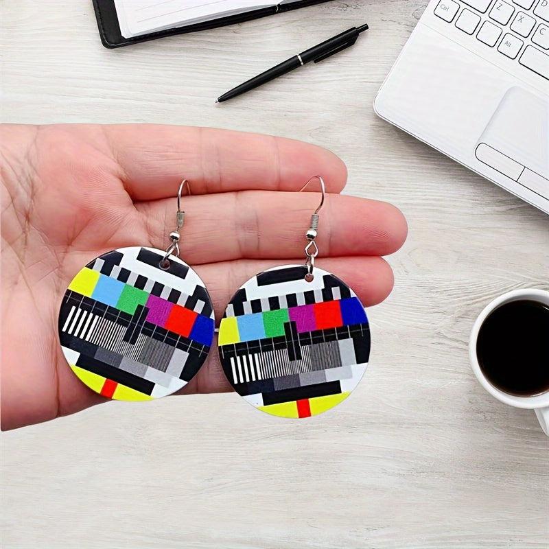 10pcs Vintage TV Test Pattern Acrylic Pendants for DIY Earrings and Necklace