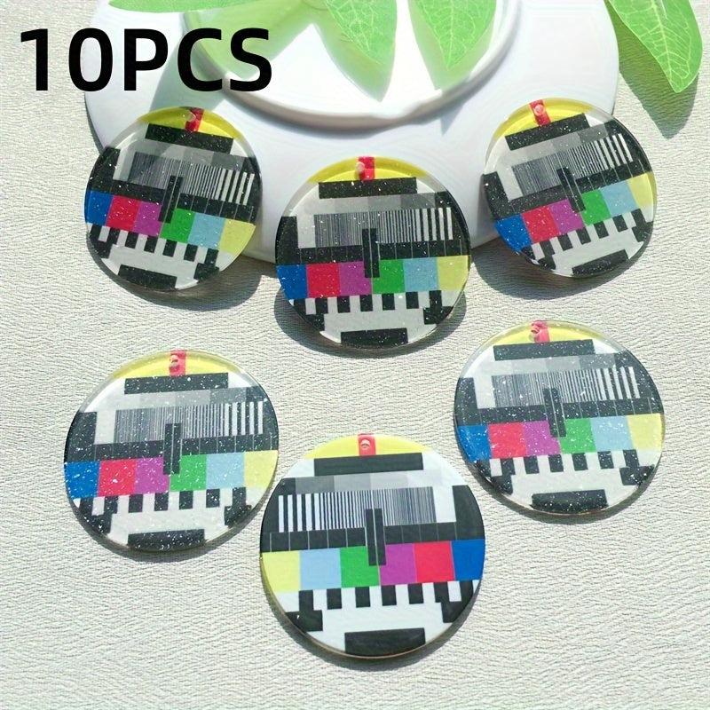 10pcs Vintage TV Test Pattern Acrylic Pendants for DIY Earrings and Necklace