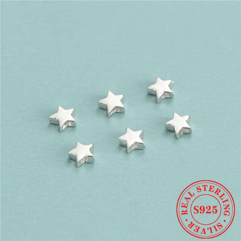 10pcs S925 Sterling Silver Spacer Beads Mini Star DIY Bracelet Jewelry Kit