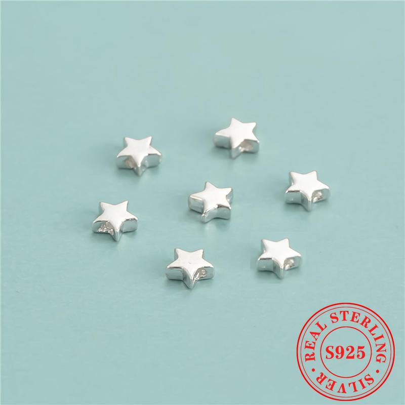 10pcs S925 Sterling Silver Spacer Beads Mini Star DIY Bracelet Jewelry Kit