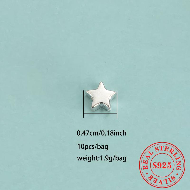 10pcs S925 Sterling Silver Spacer Beads Mini Star DIY Bracelet Jewelry Kit