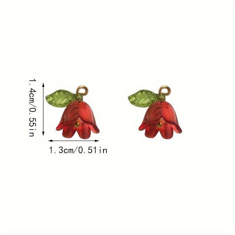 10 Pieces 3D Transparent Lily Flower Charms Set DIY Jewelry Making Pendant