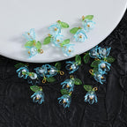 10 Pieces 3D Transparent Lily Flower Charms Set DIY Jewelry Making Pendant