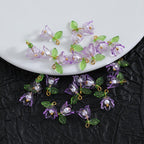 10 Pieces 3D Transparent Lily Flower Charms Set DIY Jewelry Making Pendant