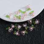 10 Pieces 3D Transparent Lily Flower Charms Set DIY Jewelry Making Pendant