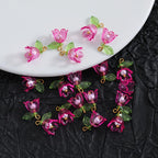10 Pieces 3D Transparent Lily Flower Charms Set DIY Jewelry Making Pendant