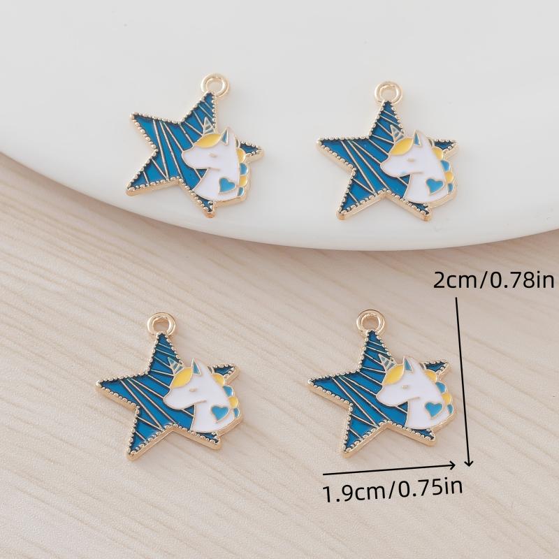 10pcs Stars and Unicorns Metal Charms for DIY Jewelry