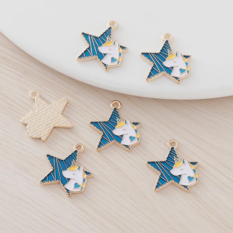 10pcs Stars and Unicorns Metal Charms for DIY Jewelry