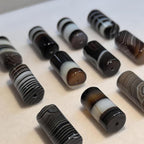 12 Agate Beads Set 16Mm X 8Mm Striped Barrel Beads