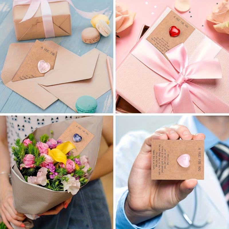 10pcs Heart Shaped Crystal Hug Cards Polished Synthetic Hug Token G