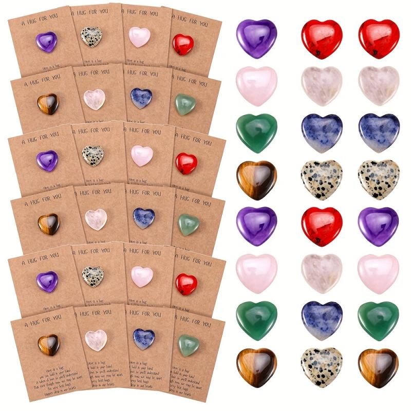 10pcs Heart Shaped Crystal Hug Cards Polished Synthetic Hug Token G