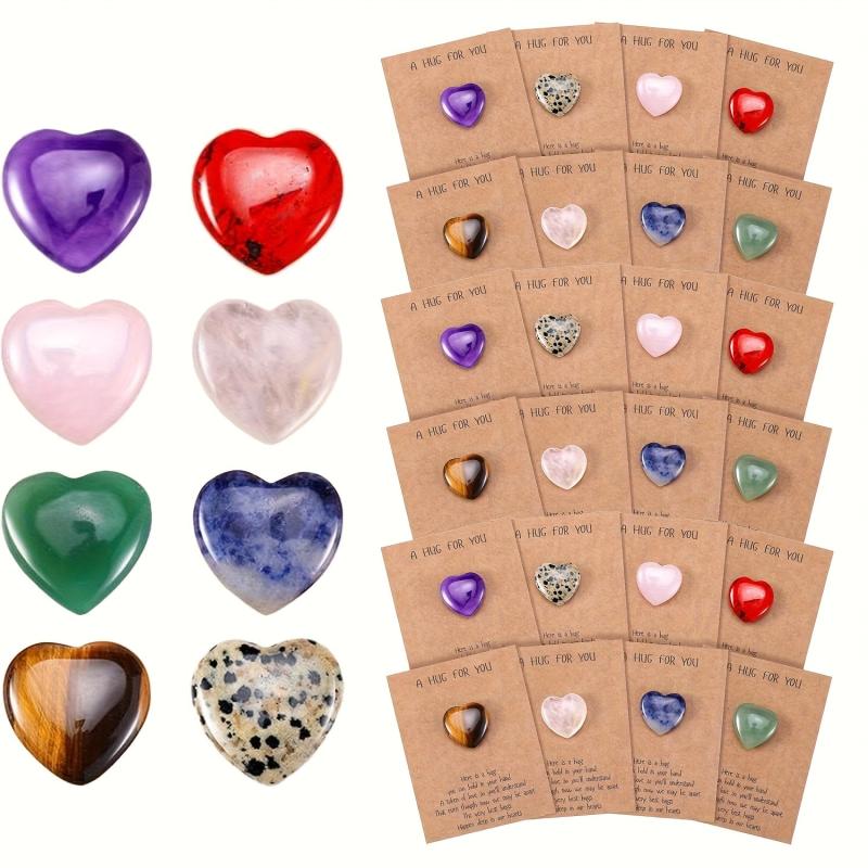 10pcs Heart Shaped Crystal Hug Cards Polished Synthetic Hug Token G