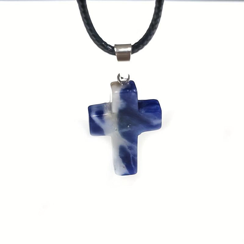 12pcs Sodalite Cross Pendants DIY Jewelry Earrings Bracelets Halloween Gift