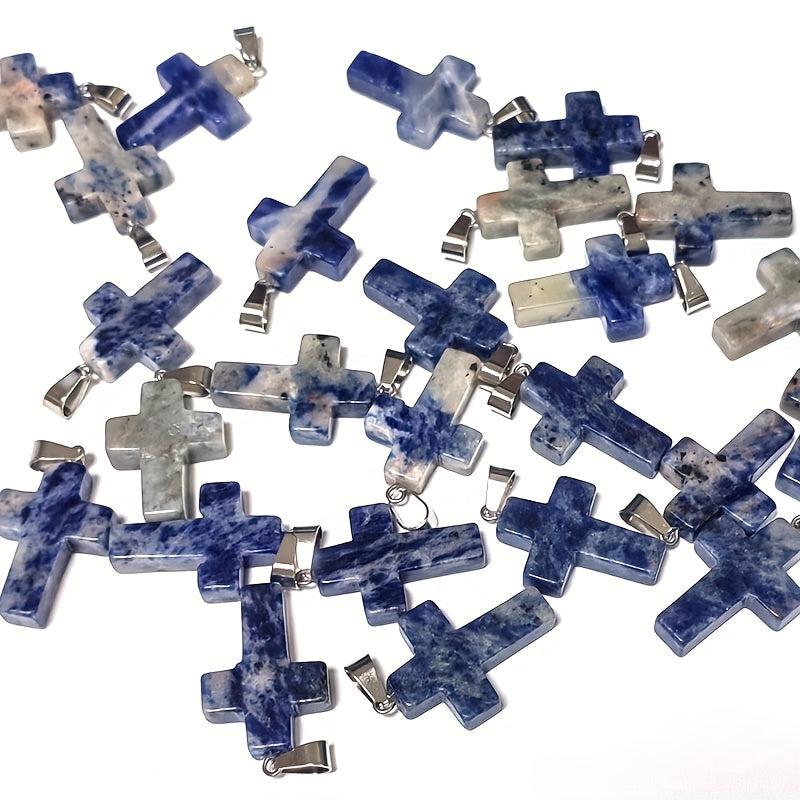 12pcs Sodalite Cross Pendants DIY Jewelry Earrings Bracelets Halloween Gift