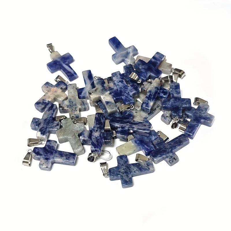 12pcs Sodalite Cross Pendants DIY Jewelry Earrings Bracelets Halloween Gift