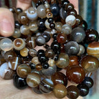 12mm Coffee Striped Agate Round Beads for DIY Bracelet and Necklace