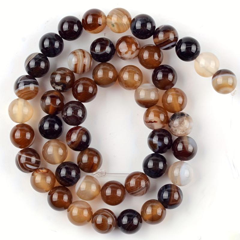 12mm Coffee Striped Agate Round Beads for DIY Bracelet and Necklace