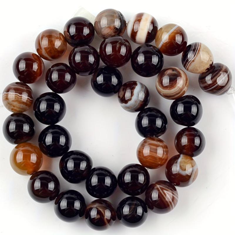 12mm Coffee Striped Agate Round Beads for DIY Bracelet and Necklace