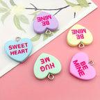 10pcs Sansango Resin Bead Charms 19mm Flatback Heart Pendants Jewelry Making