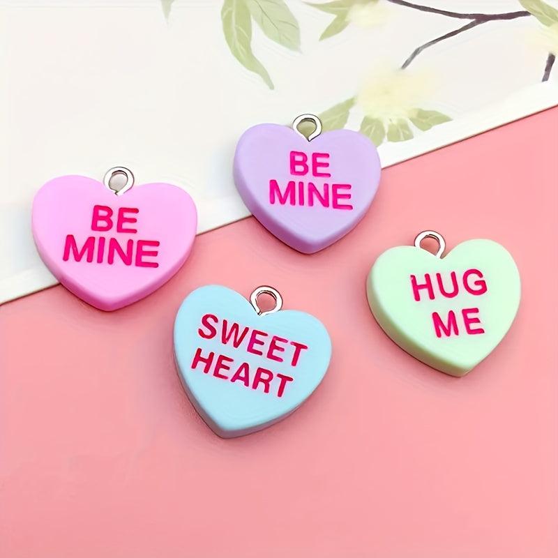 10pcs Sansango Resin Bead Charms 19mm Flatback Heart Pendants Jewelry Making