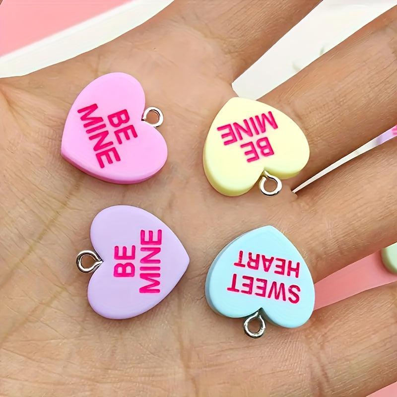 10pcs Sansango Resin Bead Charms 19mm Flatback Heart Pendants Jewelry Making