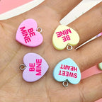 10pcs Sansango Resin Bead Charms 19mm Flatback Heart Pendants Jewelry Making