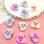10pcs Sansango Resin Bead Charms 19mm Flatback Heart Pendants Jewelry Making