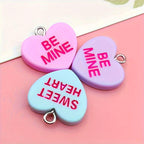 10pcs Sansango Resin Bead Charms 19mm Flatback Heart Pendants Jewelry Making