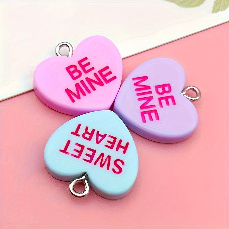 10pcs Sansango Resin Bead Charms 19mm Flatback Heart Pendants Jewelry Making