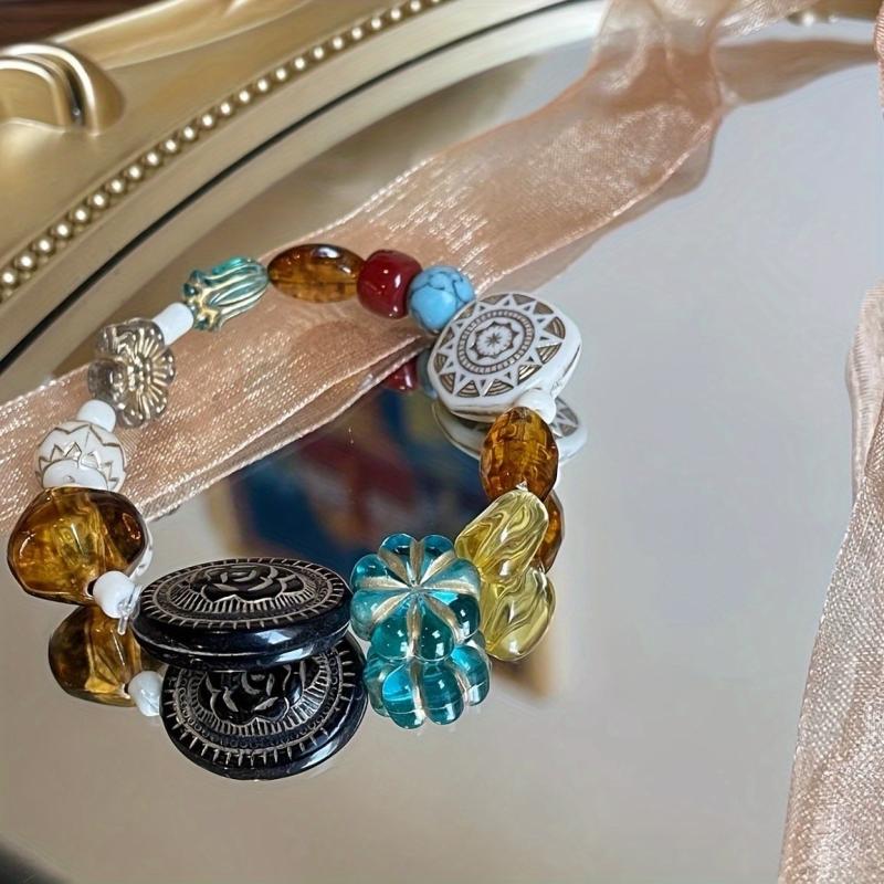 100G Vintage Baroque Gilded Beads 130pcs 8-30mm Random Multicolor